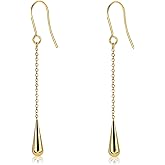KVANU Minimalist Elegant Stainless Steel Long Tassel Chain Teardrop Dangle Drop Earrings for Women Dainty Jewelry Gifts