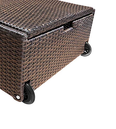 RS Trade Sonnenliege Palermo Braun/Grau - Outdoor Liege mit beständigem Poly-Rattan-Geflecht - verstellbare Rückenlehne – extra hoch & breite Liegefläche - inkl. Kopfteil und 10 cm Auflage – Bild 5