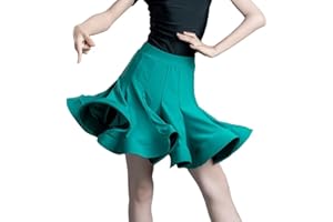 LIBAOBAOYO Girls Kids Latin Dance Skirt Ruffle Swing Ballroom Samba Tango Cha-Cha Practice Dancewear
