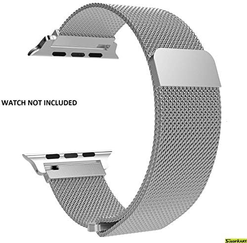 Shopkart Stainless Steel Smart Watch Strap for Series 1,2,3 with Unique Magnet Lock Compatible with iWatch 38mm (Silver)