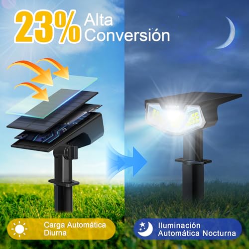 SUNNMO Solar Lights LED Outdoor Garden, 4 Pieces LED Spotlights Outdoor Solar Garden, Powerful 32 LEDs 3 Light Modes, Waterproof IP65 Solar Lamps Lamp Spotlight Solar Outdoor Garden Cold Light