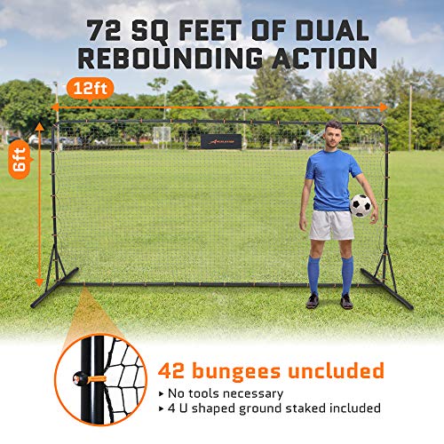 Soccer Rebounder Net 6x12 Feet Practice Soccer Training Equipment