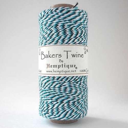 Hemptique BTS3-Bbw 3-Ply Baker's Twine Spool, Blue/Black/White