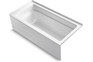 KOHLER Archer ExoCrylic 66 In. x 32 In. Three-Side Integral Flange Bath with Apron and Right-Hand Drain, White