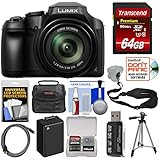 Panasonic Lumix DC-FZ80 4K Wi-Fi Digital Camera with 64GB Card + Case + Battery + Tripod + Sling Strap + Kit