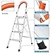 DGCUS Lightweight Aluminum 4 Step Ladder Folding Step Stool 5-Foot Stepladders Home and Kitchen Anti-Slip Sturdy and Wide Pedal Ladders 300lbs Capacity Space Saving