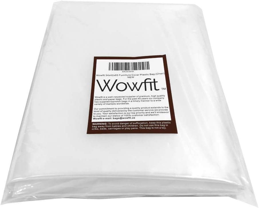 Wowfit Furniture Cover – Dust-Proof Moving Bag for Chairs, Recliners, & Moving Boxes – Clear & Odorless Plastic Bag for Moving – 4mil Thick Chair Cover – 34W x 42D x 65/48H Inches: Kitchen & Dining