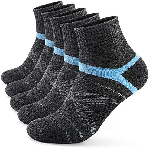Yoart Men's Athletic Socks Cotton Quarter Sock 5 Pairs Mens Sports Sock Everyday for Outdoor Running Walking Hiking