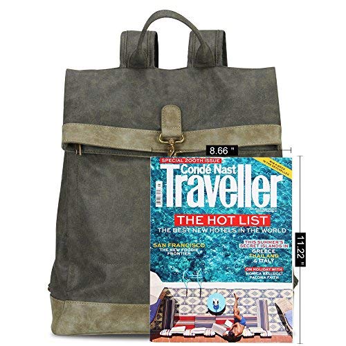 Hynes Eagle Stylish Roll Top Canvas Backpack Lightweight Travel Bag Matte Finish Army Green
