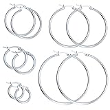 Zhenhui Fashion Jewelry Set Stainless Steel Hypoallergenic Hoop Huggie Earring Sets 5 Pairs for Women Men Valentine's Day Birthday Holiday Gift