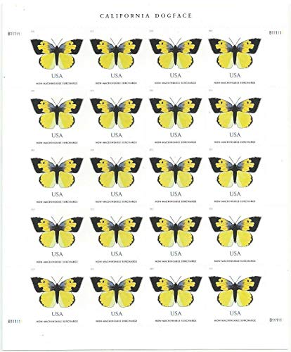 2019 US California Dogface Butterfly Sheet of Twenty Non Machinable Forever Postage Stamp