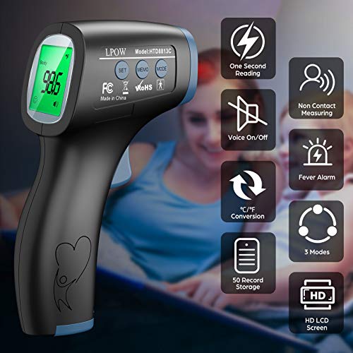 LPOW Thermometer for Adults, Non Contact Infrared Digital Thermometer