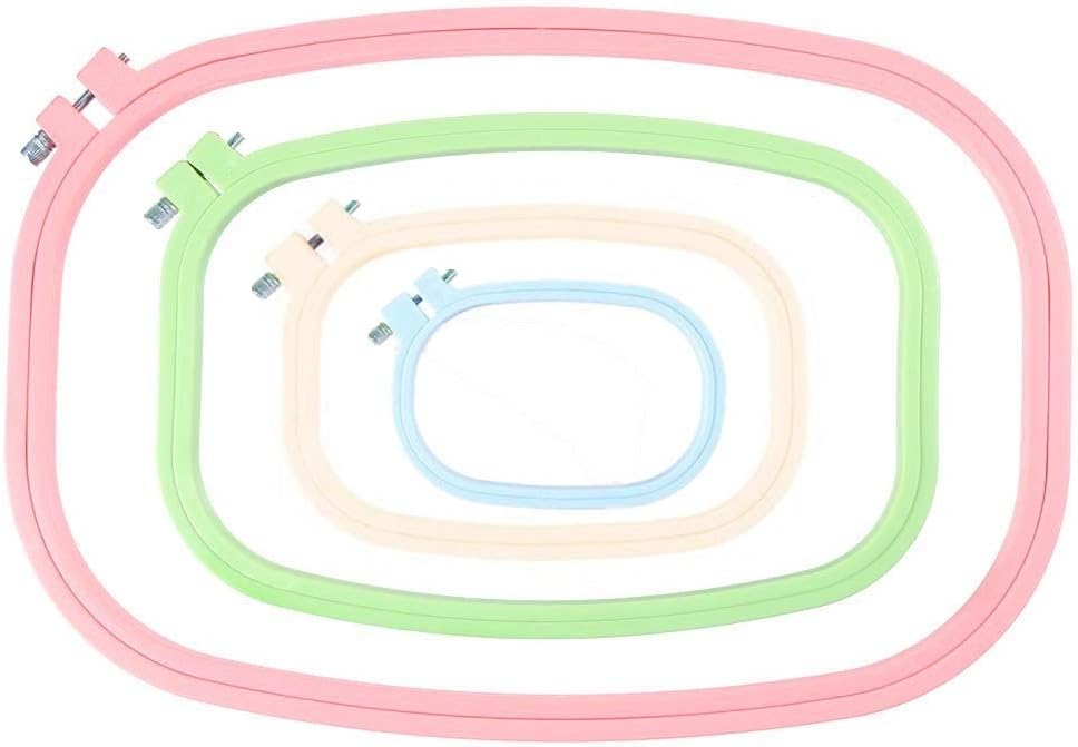 ONEST 4 Pieces Embroidery Hoops, Plastic Square Cross Stitch Hoop Ring 4.5 inch to 10.6 inch for Embroidery and Cross Stitch