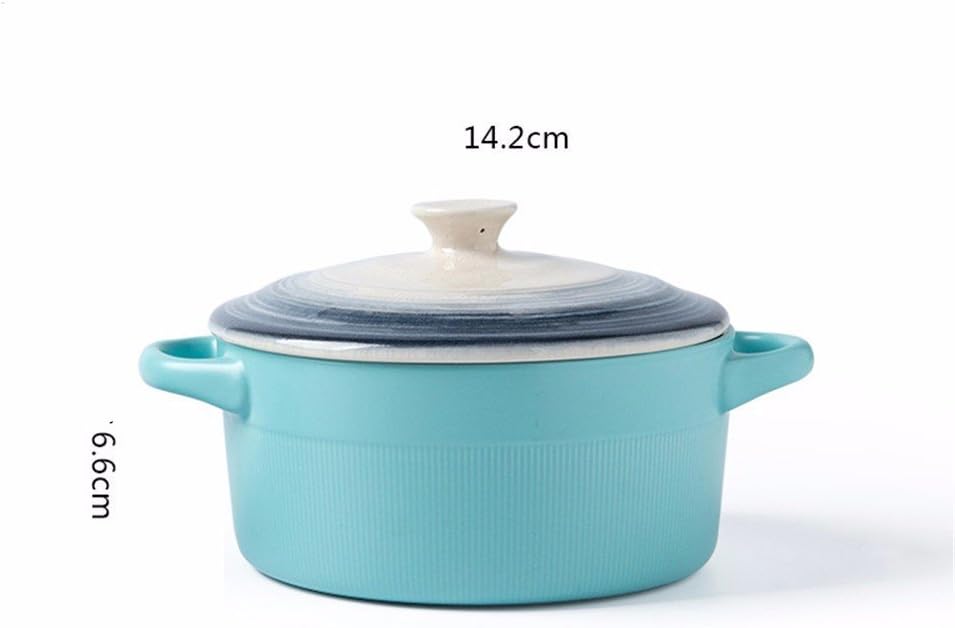 KTRV Ceramic bowls with lid cup soup bowls dessert bowl noodles bowl rice bowl, 6.5 inches,Blue1