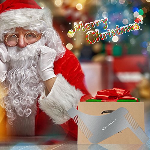 MYCARBON Beard Trimming Guide,Stainless Steel Beard Shaping Tool with Comb for Multiple Beard Styles,Beard Grooming Kit with Handle for Men,Easy Shape Beard Template for Cheek/Neck/jaw line,Mustache
