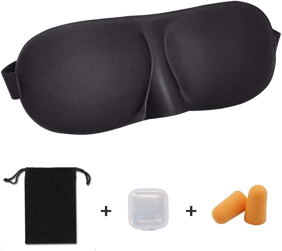 Al Gear Ultra Soft Sleeping Mask - Breathable Lightweight Skin Friendly Adjustable Strap Eye Mask With Ear Plugs - Complete Darkness Blindfold Eye Shades For Men Women