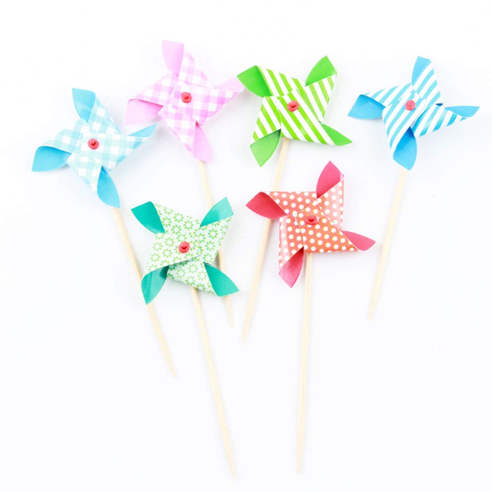 Photo 1 of 30 Pcs Pinwheel Cupcake Toppers Cake Decorations for Birthday, Wedding, Party, Ceremony, Baby Shower and More