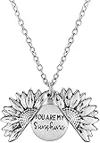 HJLIKE Necklace,You are My Sunshine Engraved Necklace Sunflower Locket Necklace Pendant Inspirational Gifts for Women Girls