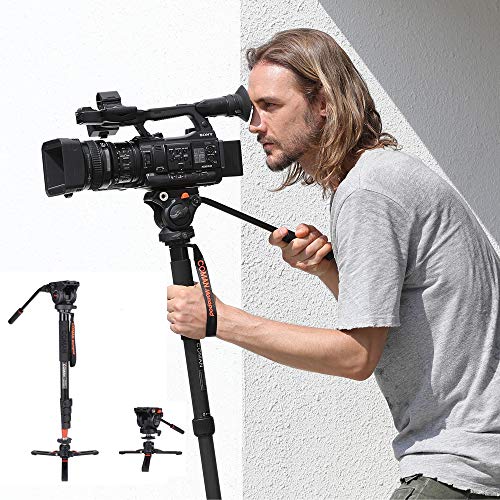 Monopod with Feet, Coman Professional Video Monopod with Tripod Stand 68.8 inch for Cameras, Canon, Nikon, Sony, DSLR, Video Camcorder