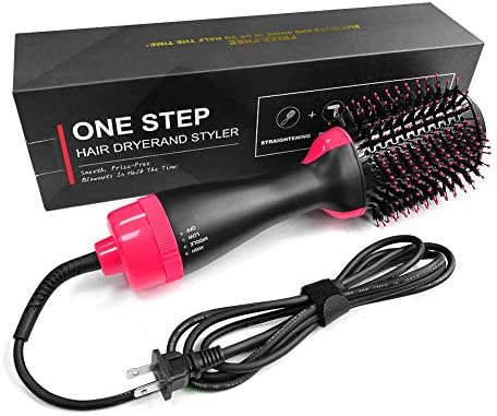 LANDOT One Step Hair Dryer and Volumizer,Professional Salon Hot Air Brush Styler and Dryer 3-in-1 Negative Ion Straightener&Curly Brush Hair Dryer with Comb for All Hair Type with Anti-Scald Feature