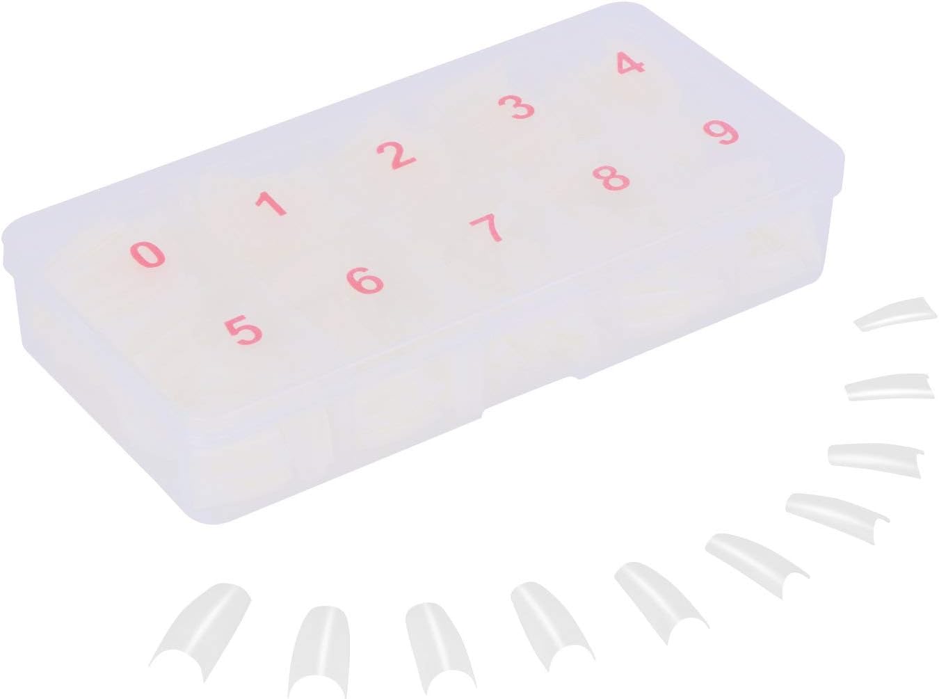 500 Pieces False Nails, 10 Sizes French Acrylic Style Artificial Art Nail Tips, Natural Oval Fake Nail with Box for Women Girls (Size - A)