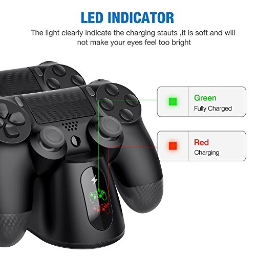 image for PS4 Controller Charger, BEBONCOOL PS4 Wireless Charger Dual USB Fast C