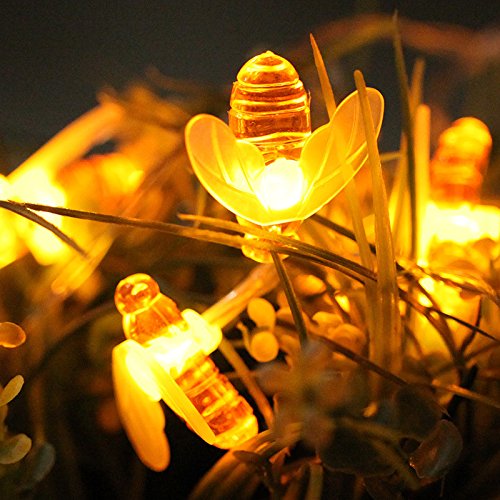 Solar String Lights Outdoor for Garden Decoration, Aukora Warm White 30 LED Honey Bee Solar Powered Lights for Trees Flower Fence Grass Lawn Festival, Ideal Gifts