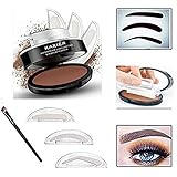 Taipo 3 Stencils Waterproof Eye Brow Stamp Perfect Eyebrow Power Seal Nature Delicate Shape Makeup Fashion Unique Brow Powder for Eyebrows Beginners Busy People (Light Brown)