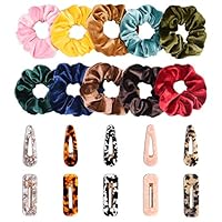 10pcs Velvet Hair Scrunchies + 10pcs Hair Clips for Women -20pcs Premium Hair Accessories