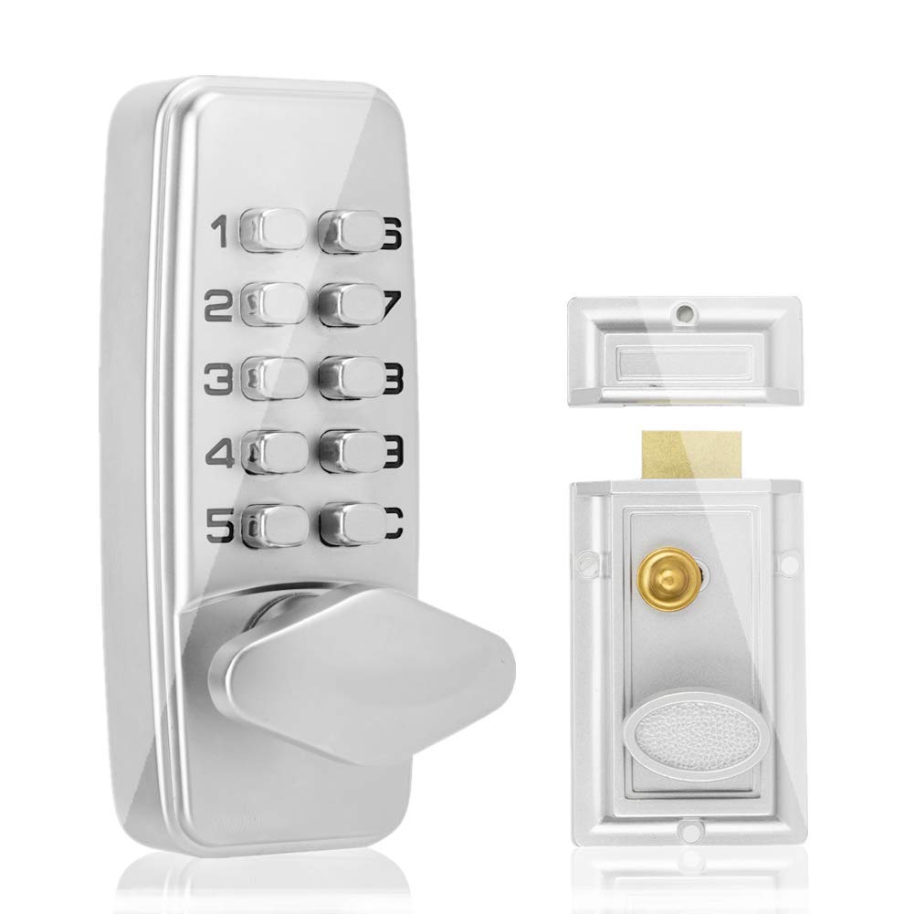 Mechanical Keyless Entry Door Lock With Digital Code Keypad, Indoor Outdoor Password Security Deadbolt and Handle