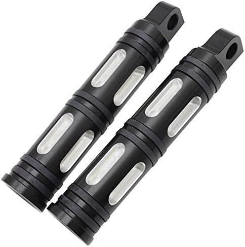 MAGGIE MOTO Edge Cut CNC Front &amp; Rear Foot Peg Foot Rests For Harley Davidson Sportster Touring Softail Road King (All Years) (Black)