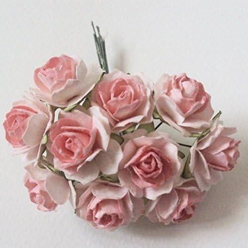 100 pcs Pink Color Rose Mulberry Paper Flower 15-20 mm scrapbooking wedding doll house supplies card.( Free Gift Mulberry Paper Key chain Handmade )