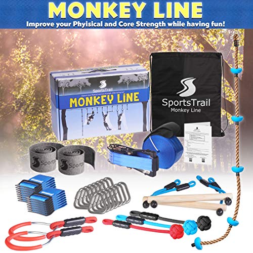 Ninja Warrior Obstacle Course for Kids 50' Slackline Kit, Jungle Gym