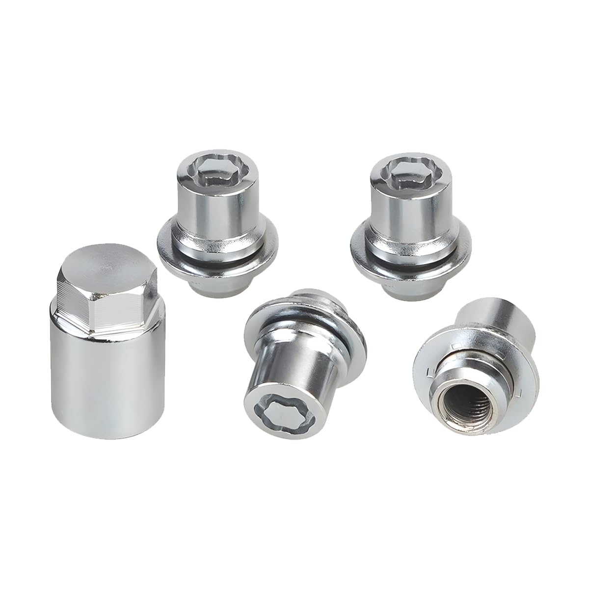 Photo 1 of ** SOLD AS IS NO RETURN/REFUNDS**
HZEL Car M12 x 1.5 Wheel Lock Lug Nut Set, Anti-Theft Chrome 4PCS Cone Seat Tire Locking Nut Kit with 1 Key, OEM#00276-00900 Automotive Replacement, Compatible with Celica ES330 ES350