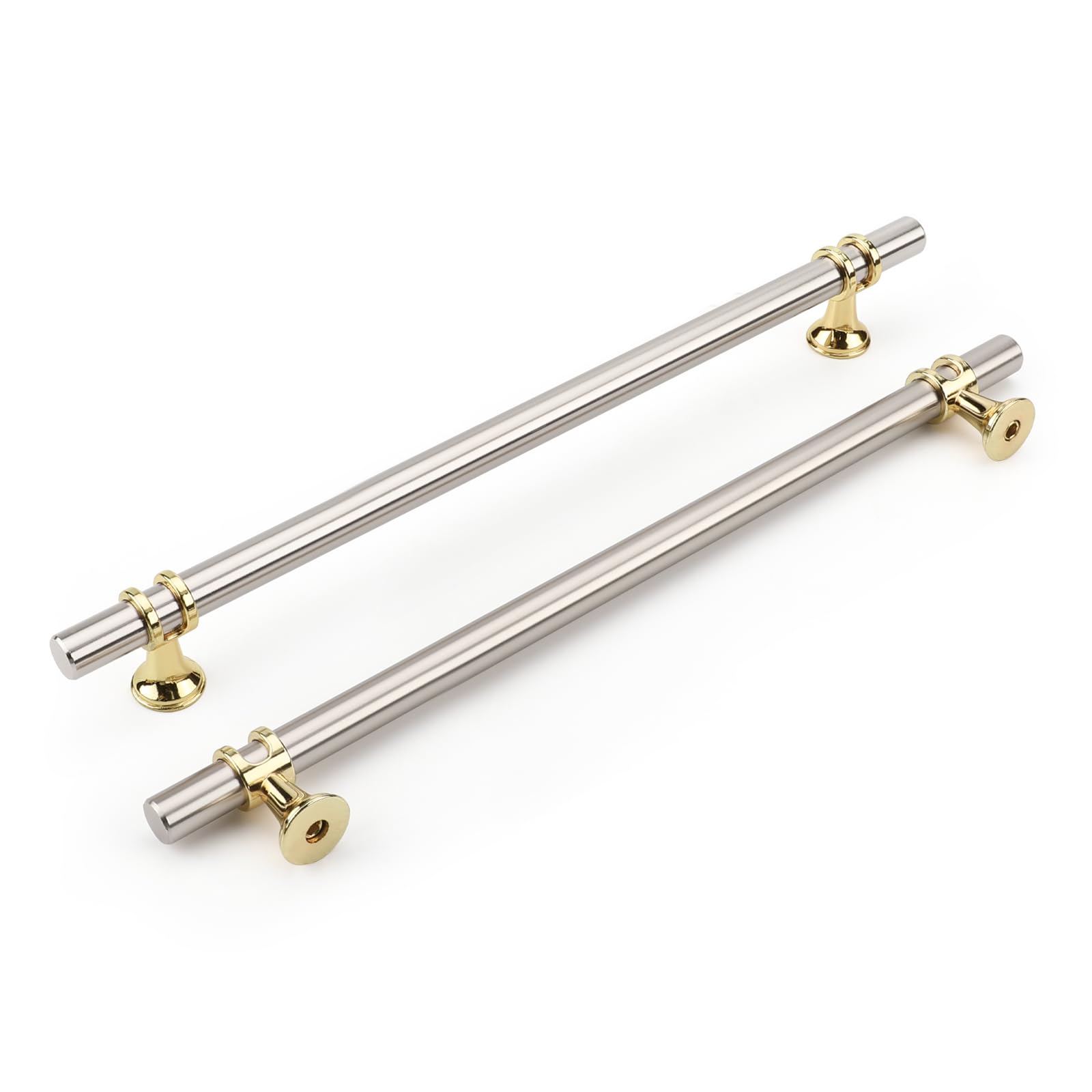 Rergy 10 Pack 10 Inch Brushed Nickel and Gold Cabinet Pulls Heavy-Duty Kitchen Cabinet Handles, Rust-Resistant and Durable Drawer Pulls Zinc Alloy Hardware for Cupboard,Closet,Cabinets Image