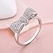 Taoqiao 925 Sterling Silver Rings for Women, Bowknot Cubic Zirconia Promise Rings for Her, Stackable Cute Princess Anniversary Wedding Ring Forever Love Knot Stacking Ring (Silver, 7)
