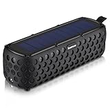 HOMTSSAW Bluetooth Speakers 30-Hour Playing time Portable Speaker with Splash proof Solar-Charged Wireless Stereo Bluetooth 4.0 Loudspeaker Splash Shock for all outdoor sports (Black)