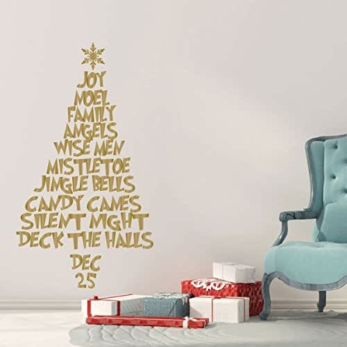 Christmas Tree Wall Decal Made From Words Holiday Vinyl