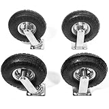 XtremepowerUS 10" Pneumatic Tire Air 2 Rigid & 2 Swivel Heavy Duty Tires