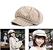 ZLSLZ Womens Corduroy Striped Octagonal Ivy Newsboy Cabbie Gatsby Painter Hats Caps For Women Beige