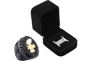 GUANCROWN 2023 Fantasy Football Championship Trophy Ring Award Prize Sport MVP Winner FFL League Champion Ring (size 13 with free box, Black Stones)