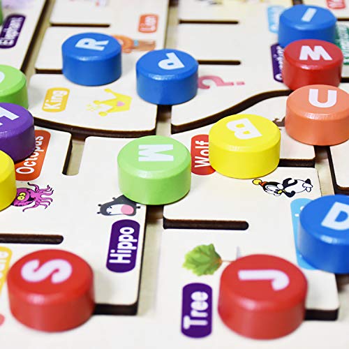 Montessori ABC Alphabet Game Toys for Toddlers Kids - Wooden Puzzle Learning Toys - Early Developmental Activity Encourages Fine Motor Skills and Color Recognition for Babies Ages 1 2 3 4 Years Old - Thumbnail 5
