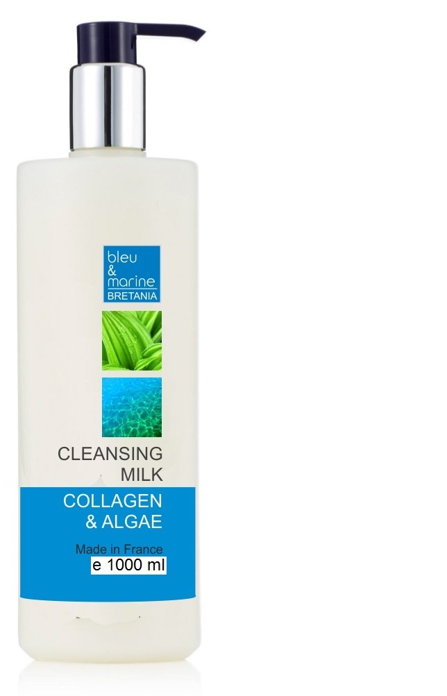 Leche Limpiadora Suave con Colágeno y Algas 1000 ml - Contorno de Ojos y Cara - Todo Tipo de Piel 