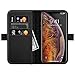 ZOVER Compatible iPhone Xs Max Case Leather Wallet Auto Sleep/Wake Folio Flip Cover Genuine Leather Kickstand Feature Card Slots Gift Box Black