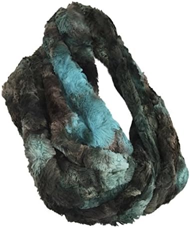 Pia RossiniWomens Chunky Faux Fur Multi Colored Loop Circle/Infinity Scarf (Luella Aqua)