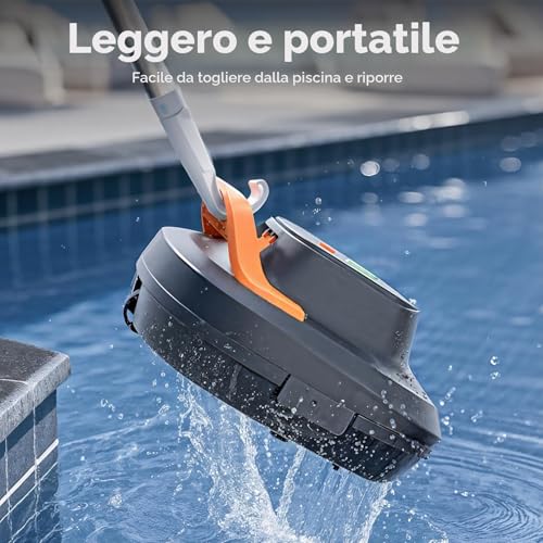 CoasTeering Robot Pool Battery, 200 Min Autonomy, 5200 mAh, Suction 140 L/Min, for Salt & Fresh Water, 2 Brushless Motors, Automatic Cleaner for Pools up to 120 m²