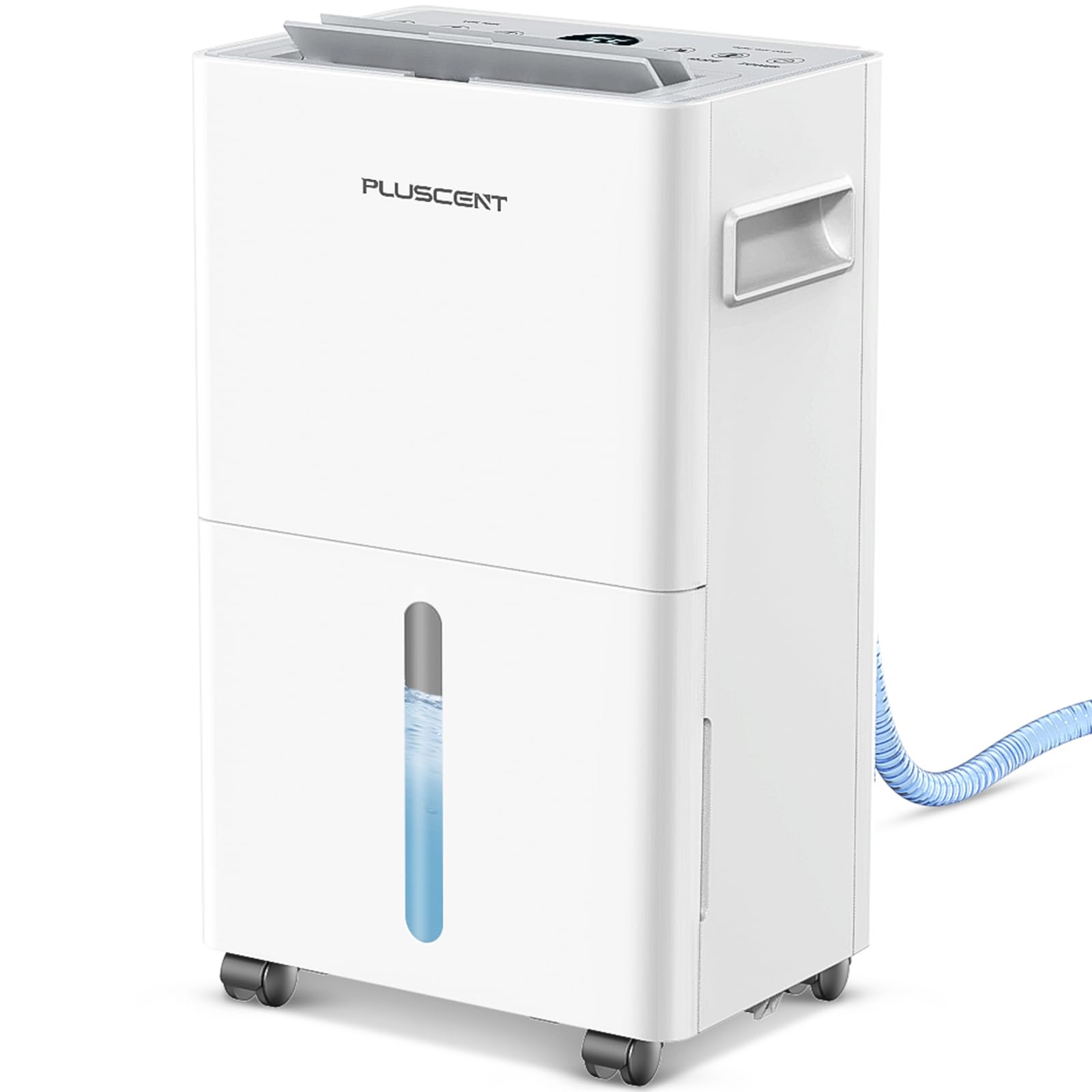 1500 Sq.ft Dehumidifier for Basement, PlUSCENT Max 21 Pint/Day Dehumidifiers for Home, Large Room, Bedroom with Drain Hose, Smart Humidity Control & Monitor, 3 Operation Modes, 24H Timer, Auto Defrost