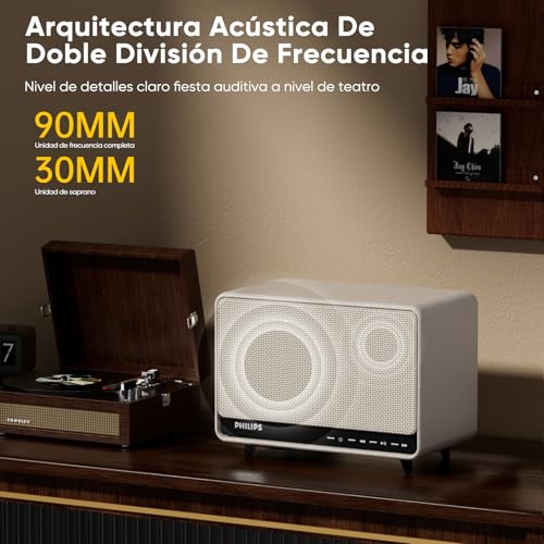 PHILIPS Bocina Bluetooth, Altavoz Bluetooth Portátil con Graves Profundos, 30 W, Bluetooth 5.3, 13h de Reproducción, Admite Bluetooth/AUX/TF/U Disk para Interiores, Fiestas, Exteriores (Blanco)
