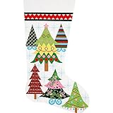 Alice Peterson Home Creations Holiday Edition Needlepoint Stocking Kit-- Merry Christmas Trees- Large, Deluxe Size