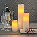 Flameless Ivory Pillar Candles with Remote, Tall Candle Set with Distressed Wax Finish, Warm White Glowing LEDs, Batteries Included - Set of 3